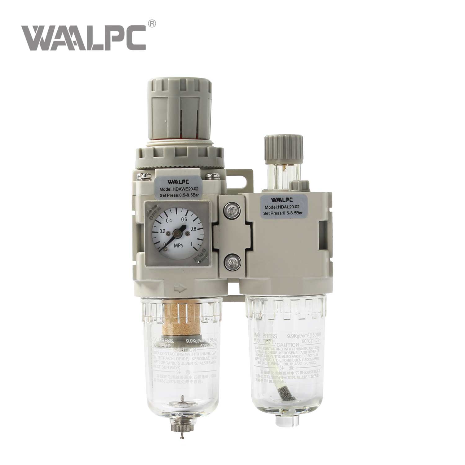 소형 필터-조절기 콤보 HDAC 시리즈 G1/4'' 0.05~0.85MPa 2-in-1 공간 절약형 5um 25um 긴밀한 설치를 위한 공기 준비